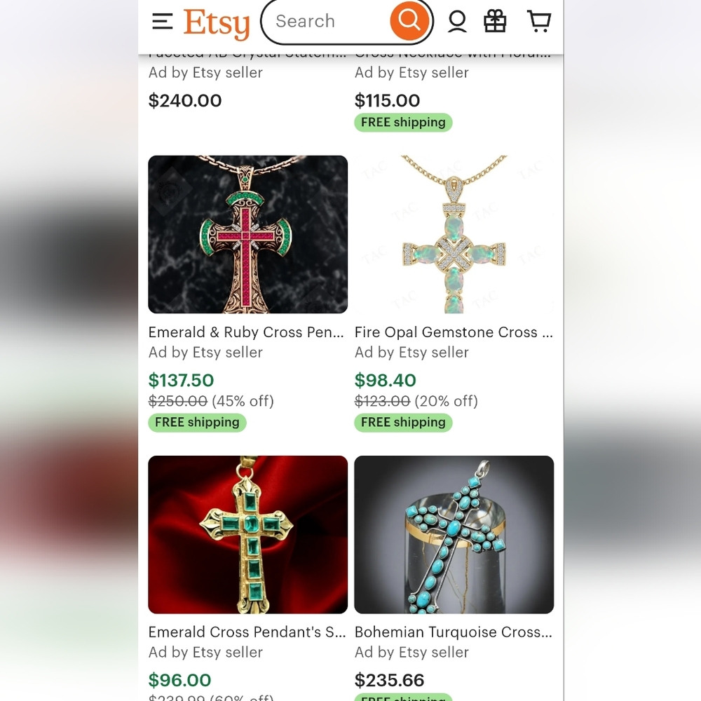 Zirconia Cross Pendant • Gold Tone • No Chain - Picture 8 of 9